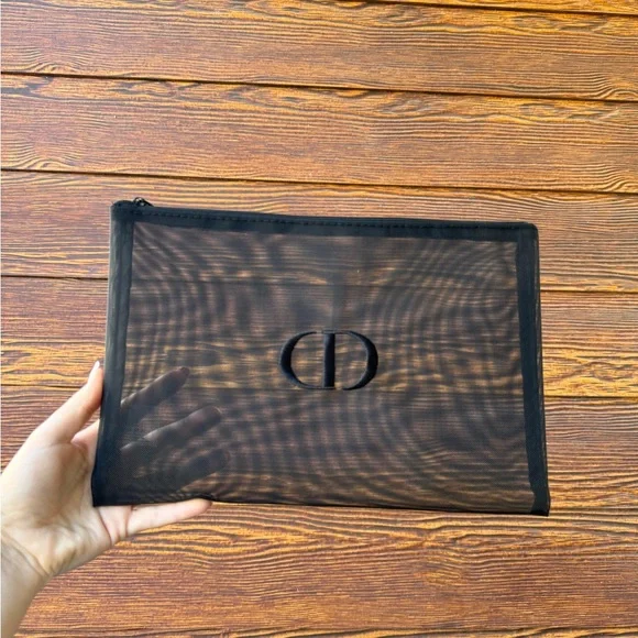 Dior Black Mesh Pouch with Zipper - Picture 1 of 4
